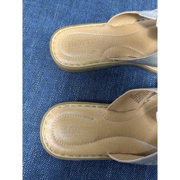 BOC Born Womens 6 Kaisa Flower Leather Slide Sandal Metallic Champagne - Picture 11 of 14